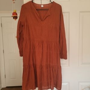 Old Navy burnt orange long sleeve dress